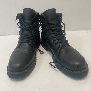 VALENTINO GARAVANI Made in Italy Rockstud Combat Boots in Black Size 43 $1295